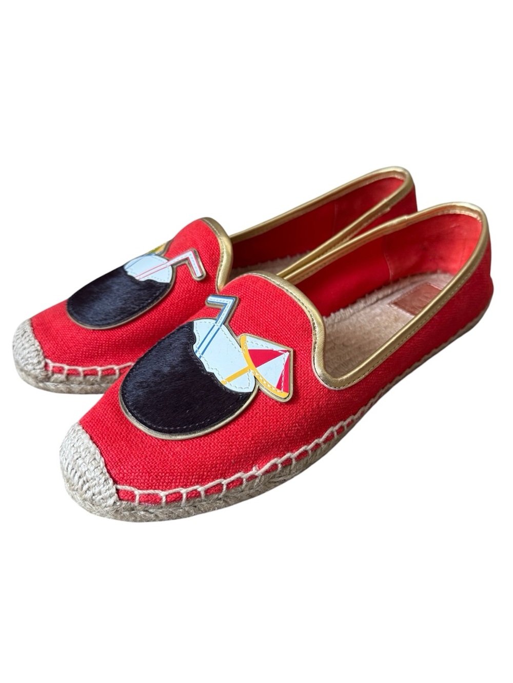 Tory Burch Coco Coconut Cocktail Canvas Espadrilles Flats Women’s Size 10.5 EUC